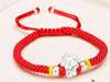 Picture of 999 Silver 12 Chinese Zodiac Signs Hand Woven Red Rope Charm Bracelet for Good Luck 2024, 2025