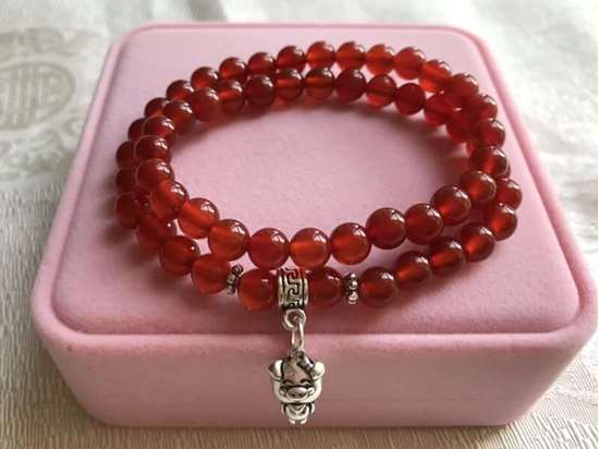 Picture of Two Layers Red Agate S925 Silver Pig Charm Bracelet for Pig  in 2025