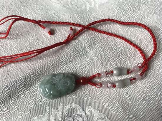Red Rope Jadeite Jade Chinese Zodiac Dragon Sign Pendant Necklace for ...