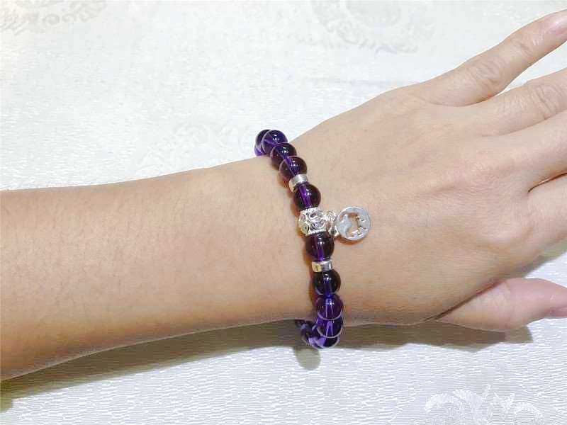 Amethyst Beaded 925 Silver 12 Chinese Zodiac Charms Bracelet for Good ...