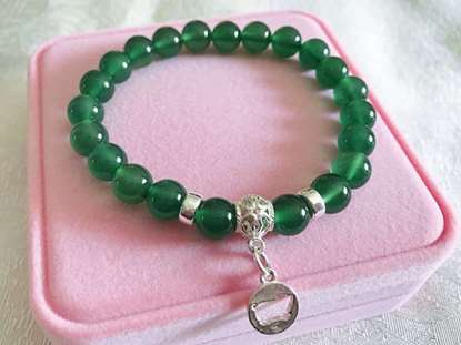 Picture of Green Agate Beads 925 Silver 12 Chinese Zodiac Beaded Charm Bracelet for Good Health
