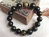 Picture of Natural Black Obsidian Eight Guardian Bodhisattva Amulet Six Words Proverbs Bracelet for Man
