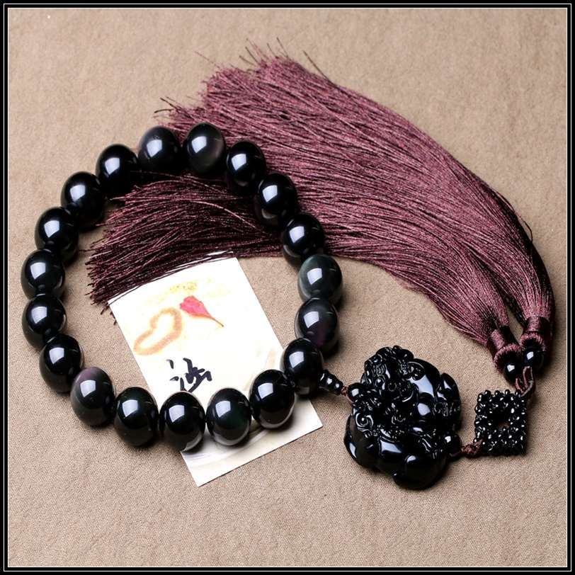 Hand-made Obsidian Beads Tassels Double Pi Xiu Car Rearview Mirror ...