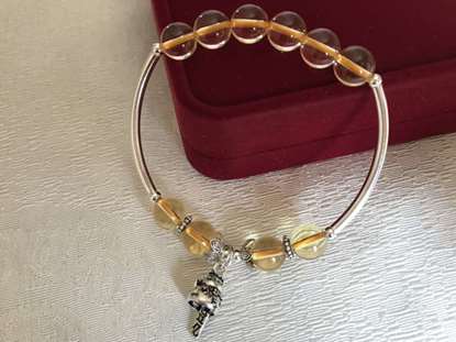 Picture of 925 Silver Fortune Cat / Maneki Neko Yellow Citrine Charm Bracelet to Attract Good Luck and Fortune