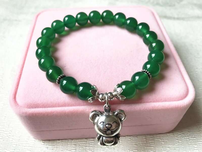 925 Silver 12 Chinese Zodiac Green Agate Beads Beaded Charm Bracelet for  Good Health, Beauty