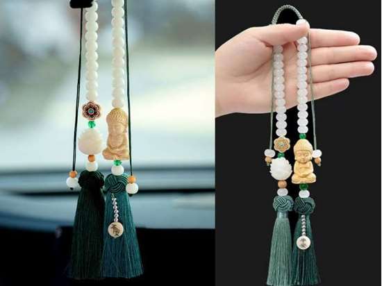 Picture of Car Interior Hanging Poplar Wood Buddha Good Luck Pendant