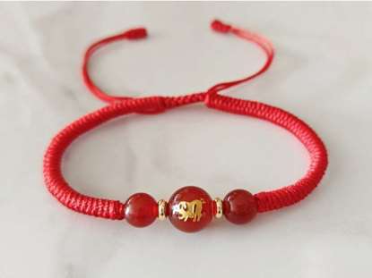 Picture of Hand-made Red Rope Vajra Knot Bracelet for Zodiac Pig