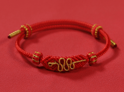 Picture of Snake Zodiac Year Red Rope Bracelet, Adjustable Taisui Bracelet for Snake 2025, 2026