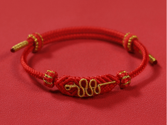 Picture of Snake Zodiac Year Red Rope Bracelet, Adjustable Taisui Bracelet for Snake 2025, 2026