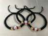 Picture of 999 Silver 12 Chinese Zodiac Signs Hand Woven Black Rope Charm Bracelet