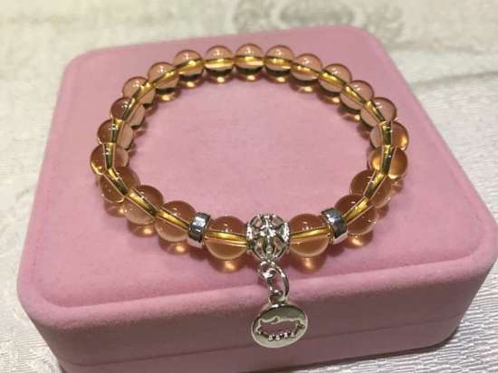 Picture of 925 Silver Yellow Citrine Crystal Chinese Zodiac Charm Bracelet for Good Wealth