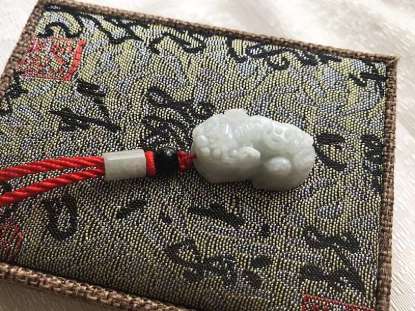 Picture of Red Rope Natural Carved Pi Xiu/Pi Yao Necklace for 2025 Wealth