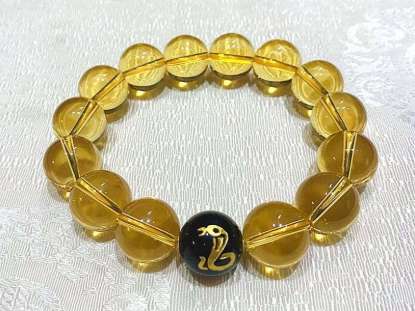 Picture of Yellow Citrine Crystal Chinese Zodiac Charm Bracelet for Good Wealth, Health for Man