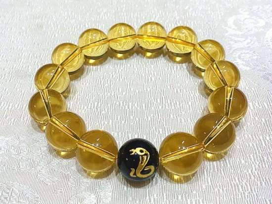 Picture of Yellow Citrine Crystal Chinese Zodiac Charm Bracelet for Good Wealth, Health for Man