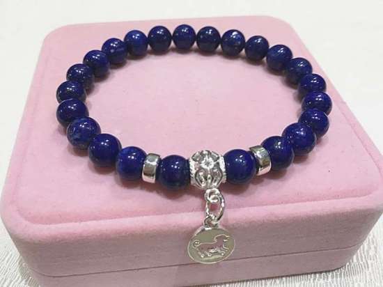 Picture of Natural Stone Lapis Lazuli Chinese Zodiac Bracelets for Good Career