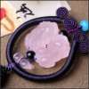 Picture of Hand-made Natural Rose Quartz Double Pi Xiu Car Rearview Mirror Hanging Ornament for Good Luck in Wealth and Love
