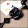 Picture of Hand-made Obsidian Beads Tassels Double Pi Xiu Car Rearview Mirror Hanging Ornament for Good Luck in Wealth