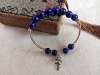 Picture of 925 Silver Fortune Cat / Maneki Neko Lapis Lazuli Charm Bracelet to Attract Good Luck and Fortune