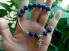 Picture of 925 Silver Fortune Cat / Maneki Neko Lapis Lazuli Charm Bracelet to Attract Good Luck and Fortune