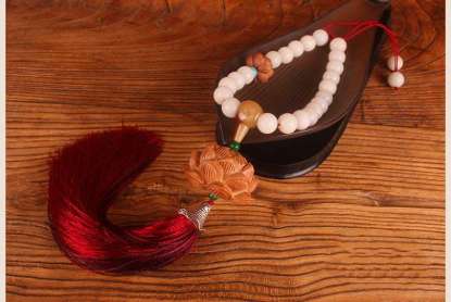 Picture of Hand-Made Natural Mahogany Lotus Flower Car Rearview Mirror Hanging Ornament for Safe Driving in  2026