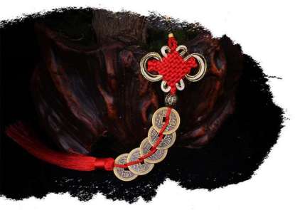 Picture of Chinese Knot  Five-Emperor Coins Feng Shui Wealth Success Copper Coins Home Car Decoration